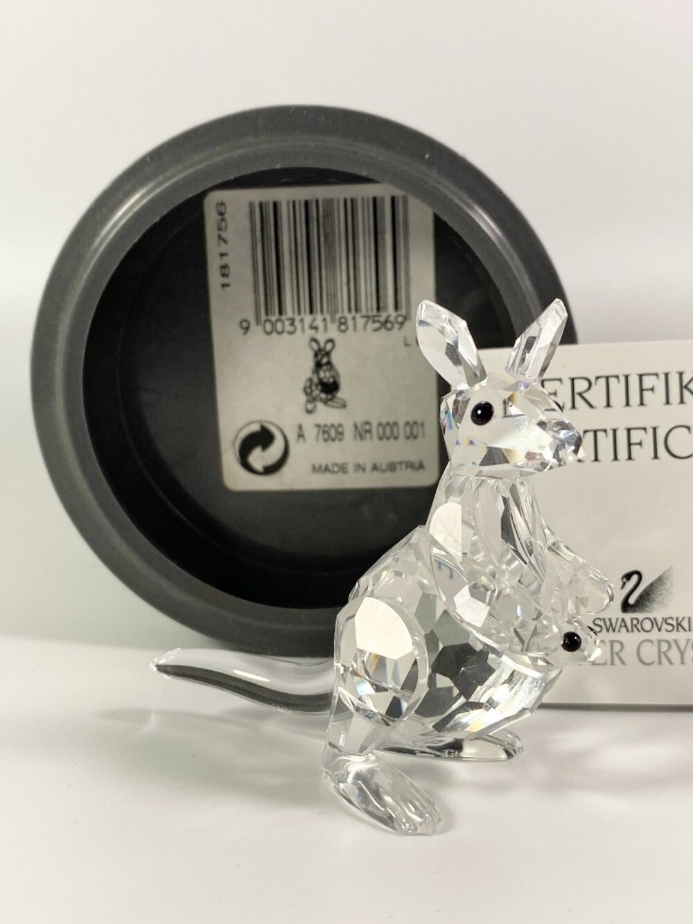 Swarovski Silver Crystal “Mother Kangaroo With joey” Figurine W/Org. Box